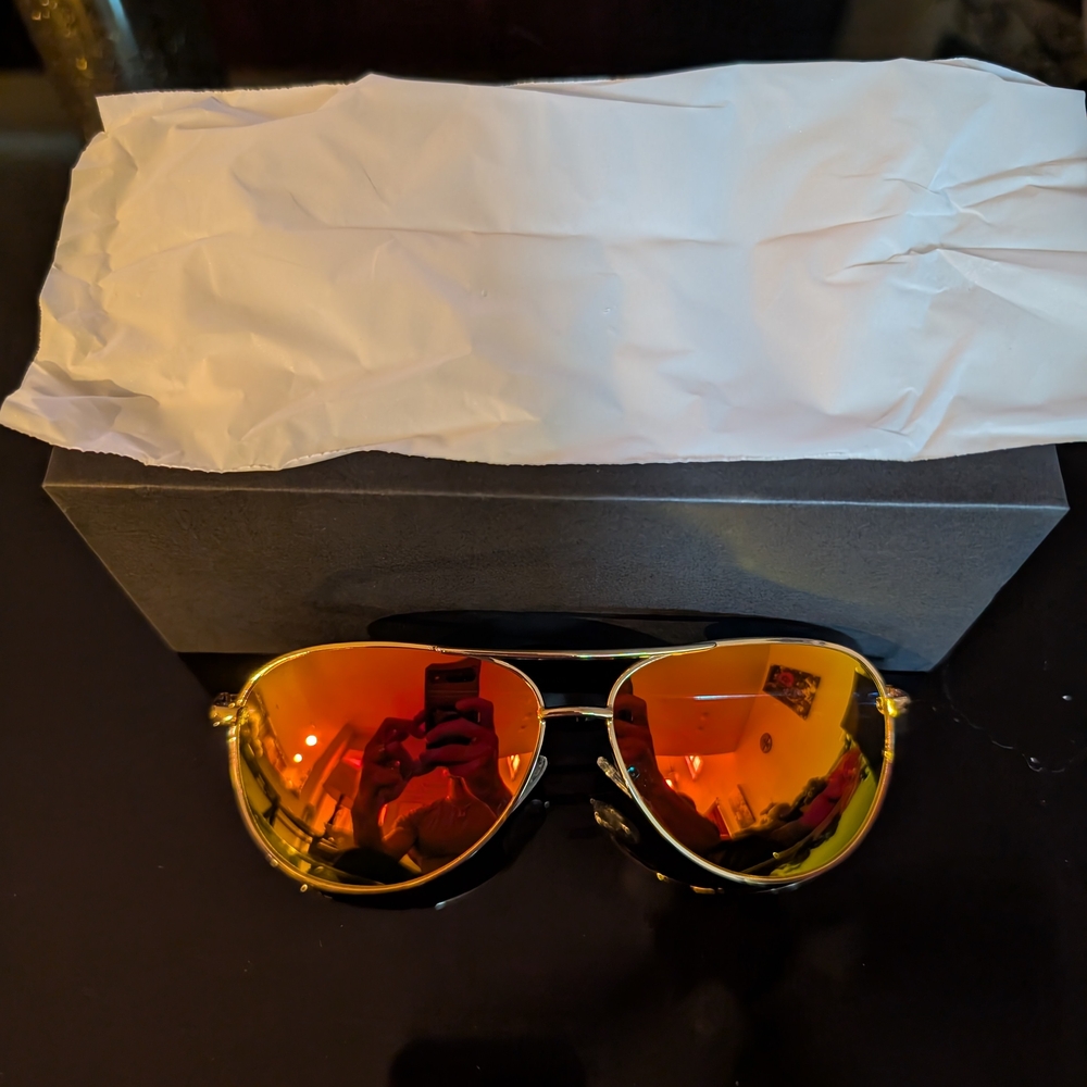 Gold Aviator Sunglasses with Orange Lenses